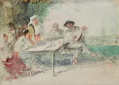 Cântecul cobzarului by Theodor Aman, acuarelă pe pânză lipită pe carton, offered Nov 2016