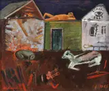 Mircea Milcovitch, Noaptea lui Bujor, 1966, ulei pe pânză lipită pe placaj