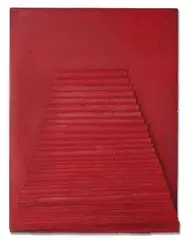 Horia Damian, La pyramide rouge, 1963- 1965, acrilic şi poliester pe lemn