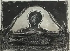 Victor Ciato, Noaptea, 2002, acuarelă pe hârtie