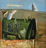 Mircea Milcovitch, Casa verde, 1966- 1967, ulei pe pânză lipită pe placaj