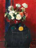 Vas cu flori by Gheorghe G. Vânătoru, 1979, ulei pe pânză, sold Nov 2016