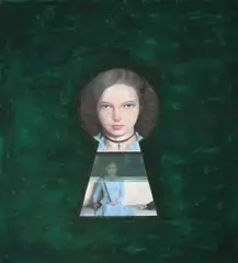 Catrinel Menghia, Bad Girl, acrilic, nisip, vinavil și pudră de ghips  pe pânză