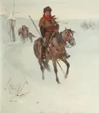 Stoica Dumitrescu, Cazac călare