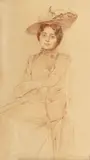 Constantin Artachino, La pozat, 1902, cărbune sepia pe hârtie lipită pe carton