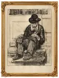 Pe treptele prăvăliei by Jean Alexandru Steriadi, 1918, litografie, sold Oct 2016