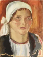 Țărancă by Iosif Iser, guașă pe hârtie transpusă pe pânză, sold Oct 2016