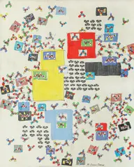 Compoziţie by Natalia Dumitresco, 1968, ulei pe pânză, sold Oct 2016