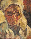 Bunică by Rudolf Schweitzer–Cumpăna, ulei pe carton, sold Oct 2016