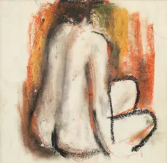 Nud cu spatele by Corneliu Baba, 1986, pastel, cărbune şi accente de guaşă pe hârtie, sold Oct 2016