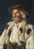 George Löwendal, Portret de bucovinean (Nistor Vleju), 1957, ulei pe carton