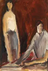 Familie by Corneliu Baba, 1966, ulei pe carton, sold Oct 2016