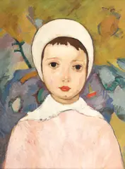 Nicolae Tonitza, Fetiță cu bonetă albă, 1924-1925, ulei pe placaj