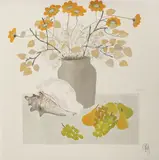 Flori şi fructe by Constantin Piliuță, 1983, ulei pe pânză, sold Sep 2016