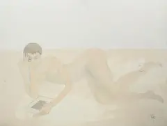 Iubire by Constantin Piliuță, 1993, ulei şi creion pe PFL, sold Sep 2016