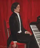 Spiru Vergulescu, Pianistul Tudor Dumitrescu, 1979, ulei pe PFL