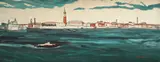 Spiru Vergulescu, Veneţia, panoramă, 1986, ulei pe PFL