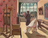 Spiru Vergulescu, În atelier, ulei pe pânză