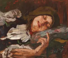 Odihnă by Pericle Capidan, ulei pe carton, sold Sep 2016