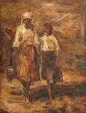 De la izvor by Rudolf Schweitzer–Cumpăna, ulei pe placaj, offered Sep 2016