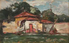 Gheorghe Petrașcu, Case la Târgoviște, 1923, ulei pe carton