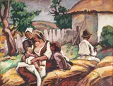 Familie de țărani by Camil Ressu, ulei pe carton, offered Sep 2016