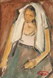 Țărancă (Studiu pentru "Femeia cu pâine") by Corneliu Baba, 1959, acuarelă pe hârtie, sold Jul 2016