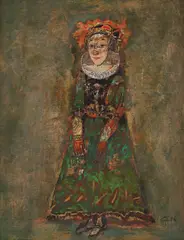 Bufonul by Georgeta Năpăruș, 1984, ulei pe pânză, sold Jul 2016