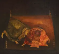 Samurai by Petre Velicu, 1986, ulei pe pânză lipită pe PFL, offered Jul 2016