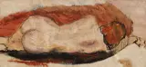 Corneliu Baba, Nud, 1962, guaşă, accente de ulei şi tuş  pe hârtie lipită pe carton