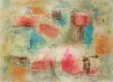 Valori afective by Gheorghe Iacob, 2002, guaşă pe hârtie lipită pe carton, offered Jul 2016