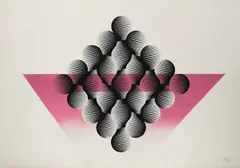 Structuri volumetrice by Viorel Toma, 1975, tuş pe hârtie caşerată pe carton, offered Jul 2016