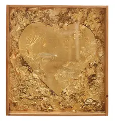 Inimă by Ion Nicodim, 1985, foiţă de aur şi lemn, sold Jul 2016