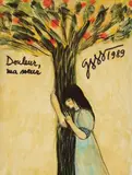 Gabriela Melinescu, Douleur, ma soeur, 1989, monotipie pe hârtie lipită pe carton