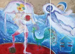 Înger şi demon by Vioara Bara, acrilic și ulei pe pânză, offered Jul 2016