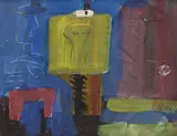 Ioan Gânju, Artistul la șevalet, tempera pe hârtie lipită pe carton