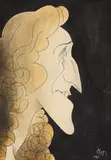 Iosif Ross, Portretul Ninei Cassian, 1954, acuarelă și tuș pe hârtie lipită pe carton