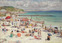 La plajă by Geo (George) Cardaş, ulei pe carton, offered Jul 2016