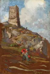 Plimbarea de seară by Nicolae Vermont, 1904, ulei pe carton, sold Jul 2016