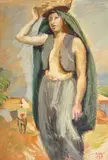 Iosif Iser, Tătăroaică la Balcic, 1935, guașă vernisată pe hârtie lipită pe carton