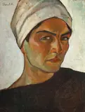 Romeo Storck, Autoportret cu turban, ulei pe carton