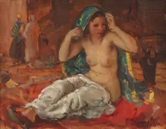 Odaliscă by János Czencz, 1934, ulei pe pânză, sold Jul 2016