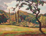 Toamnă la Vlaici by Camil Ressu, ulei pe carton, sold Jun 2016