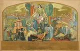 Proiect pentru frescă (Ctitoriile lui Radu Leon) by Cecilia Cuțescu-Storck, guaşă pe carton subțire, sold Jun 2016