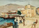 Ștefan Constantinescu, Port pe coasta dalmată / Modelul, 1936, ulei pe carton