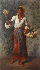 Florăreasa by Dimitrie Serafim, ulei pe pânză, offered Jun 2016