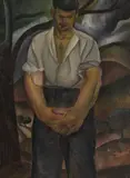 Alexandru Phoebus, Om cu pâine, 1930-1931, ulei pe carton