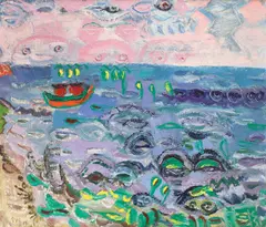 Ion Țuculescu, Mare albastră, 1957, ulei pe pânză