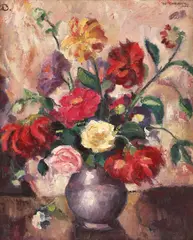 Bujori by Nicolae Dărăscu, 1925, ulei pe pânză, sold Jun 2016