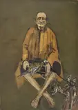 Vânzătorul de păsări by Sorin Ilfoveanu, 1984, ulei pe PFL, sold May 2016